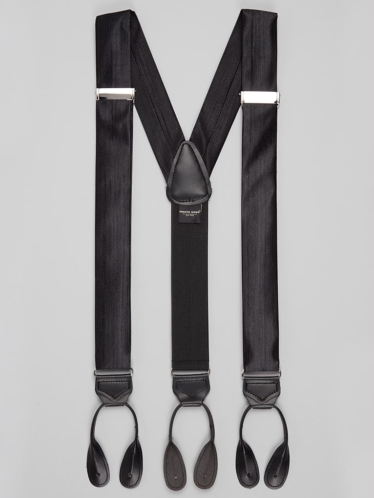 Pronto Uomo Ribbed Silk Blend Suspenders
