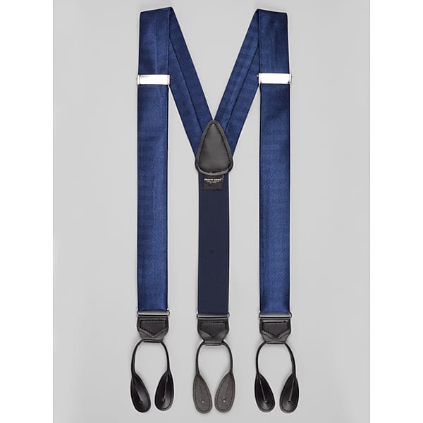 Pronto Uomo Men's Chevron Stripe Silk Suspenders Navy - Size: One Size - Only Available at Men's Wearhouse