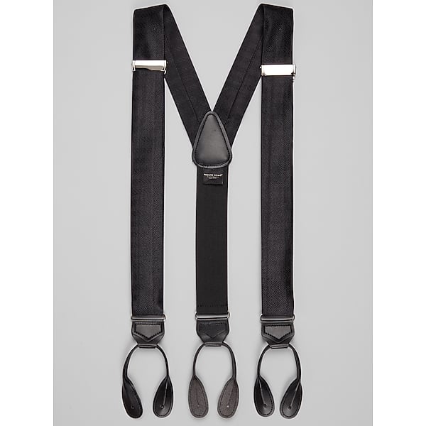 Pronto Uomo Men's Chevron Stripe Silk Suspenders Black - Size: XLONG - Only Available at Men's Wearhouse