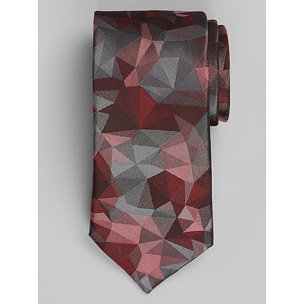 Awearness Kenneth Cole Men's Crystalline Geo Tie Burgundy - Size: One Size