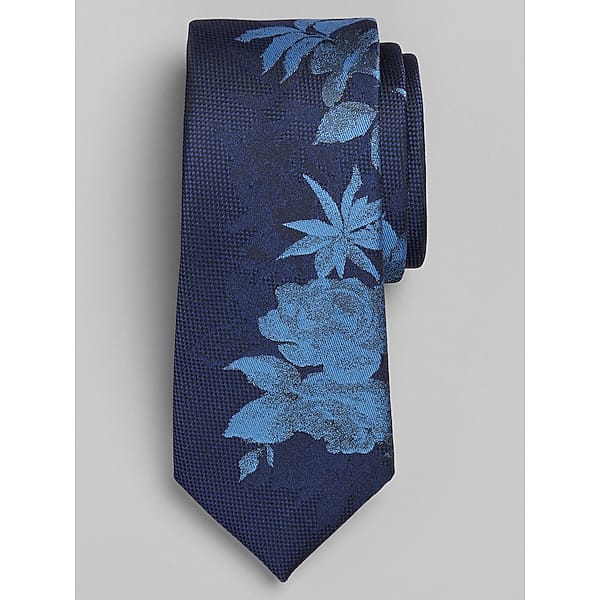 Egara Men's Narrow Botanical Tie Blue - Size: One Size