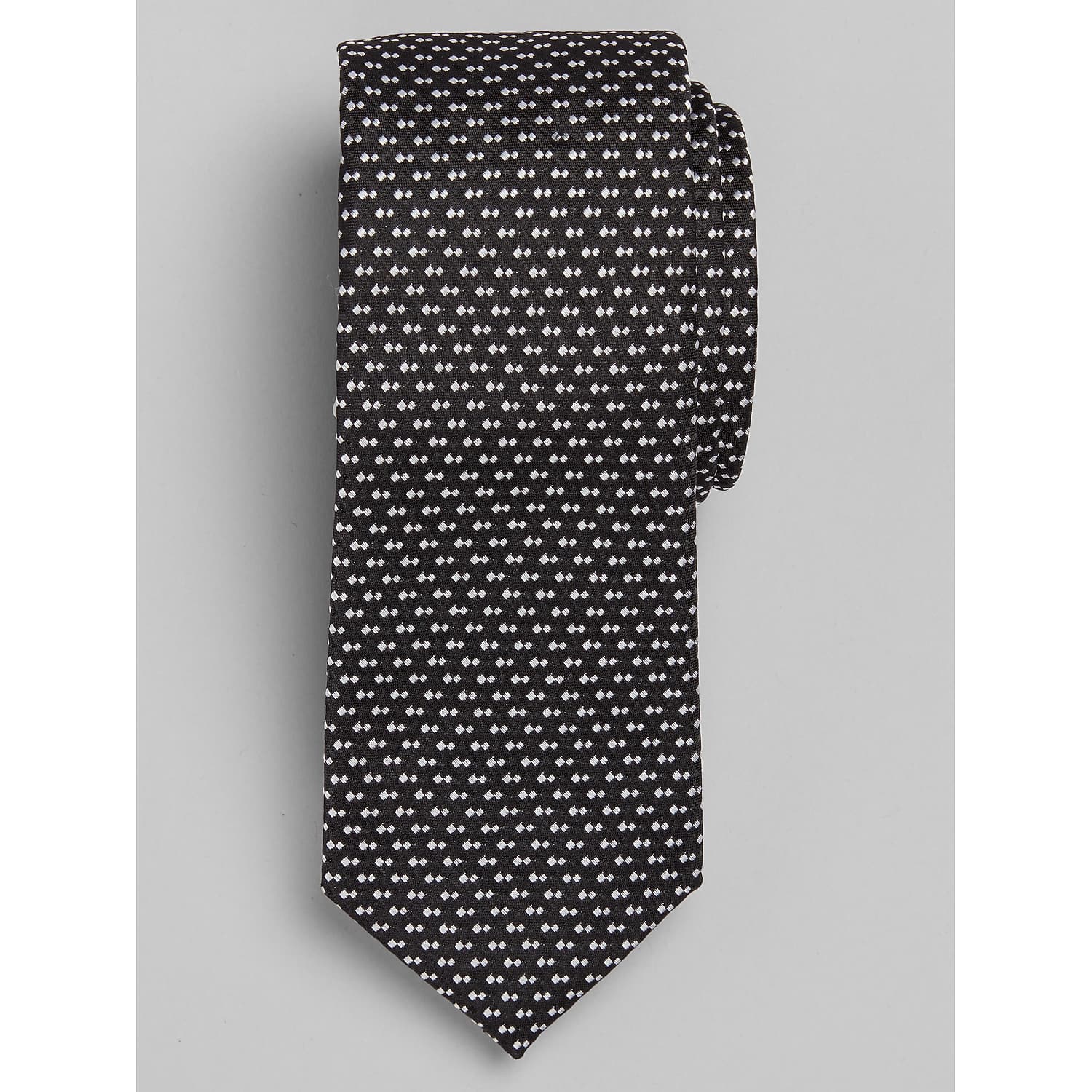 Egara Square Dots Men’s Tie in Black and White – Classic One-Size Neck Tie for Dress Shirts and Suits