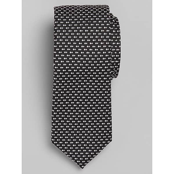 Egara Square Dots Men’s Tie in Black and White – Classic One-Size Neck Tie for Dress Shirts and Suits