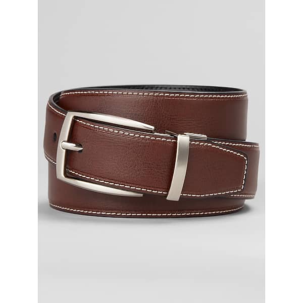 Joseph Abboud Men's Feather Edge Reversible Leather Belt Black - Size: 34 Waist