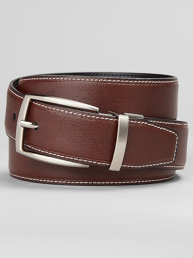 Joseph Abboud Men's Feather Edge Leather Belt , Black