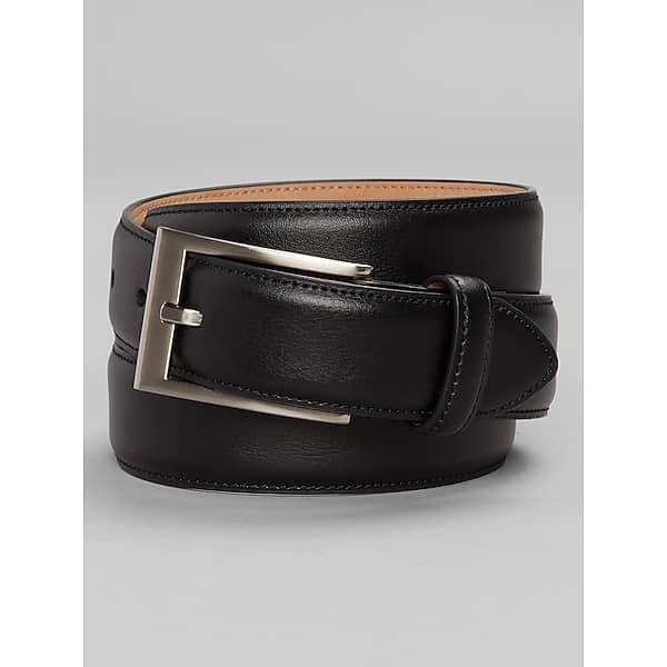 Joseph Abboud Men's Feather Edge Leather Belt Black - Size: 34 Waist