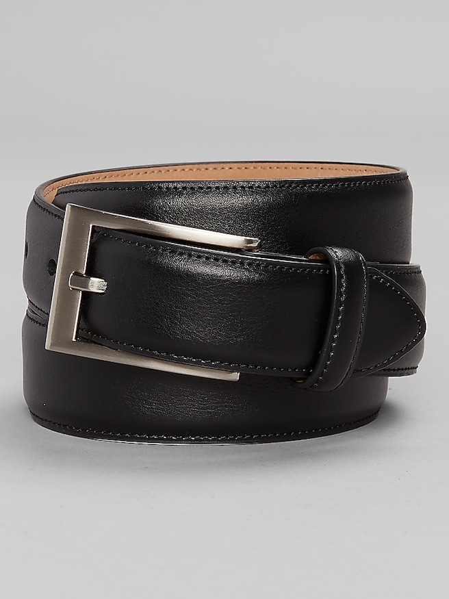 Joseph Abboud Men's Feather Edge Leather Belt , Black