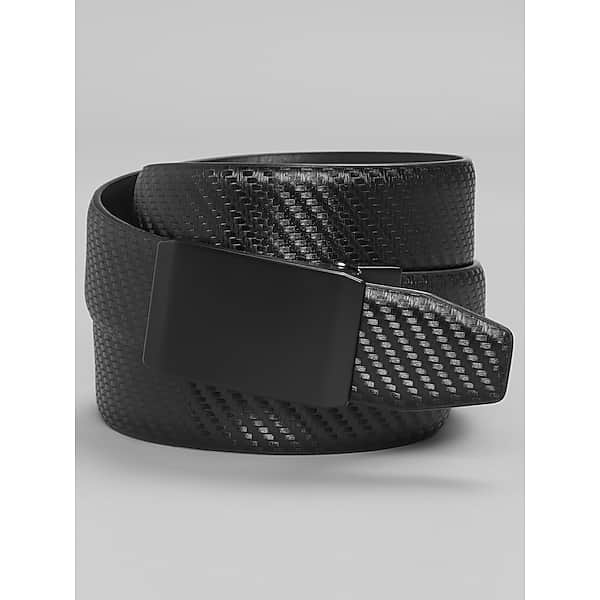 Awearness Kenneth Cole Men's Feather Edge Reversible Compression Plaque Leather Belt Black - Size: Large