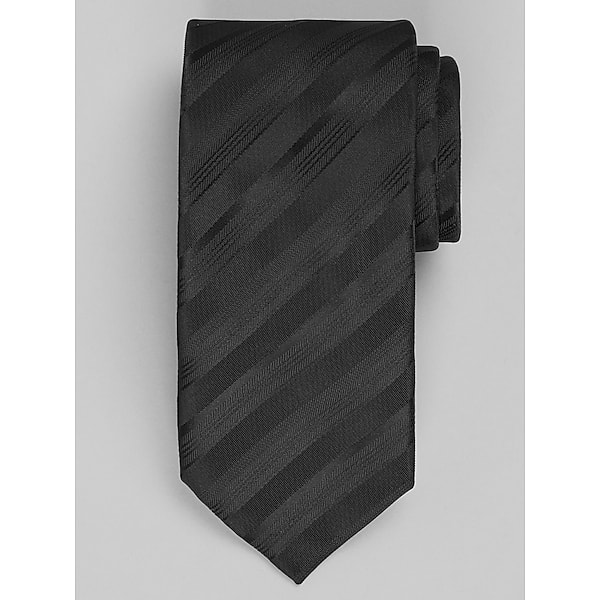 Pronto Uomo Big & Tall Men's Tonal Bias Stripe Tie Black - Size: XLONG - Only Available at Men's Wearhouse