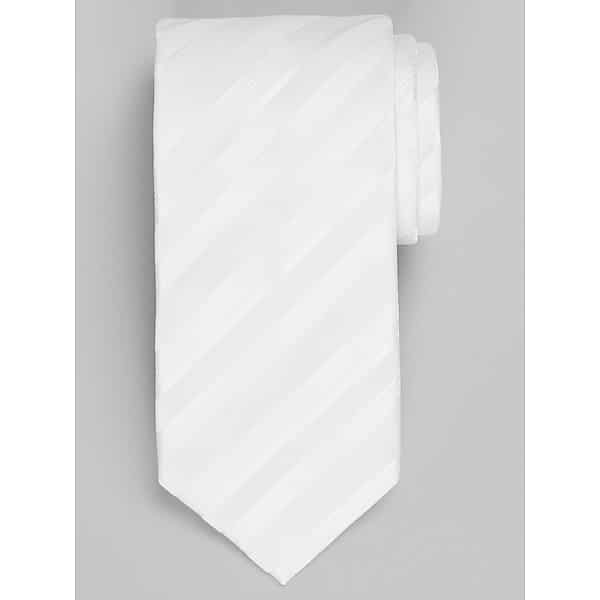 Pronto Uomo Men's Narrow Bias Stripe Tie White - Size: One Size - Only Available at Men's Wearhouse