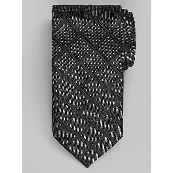 Pronto Uomo Men's Narrow Metallic Geo Grid Tie Black - Size: One Size - Only Available at Men's Wearhouse