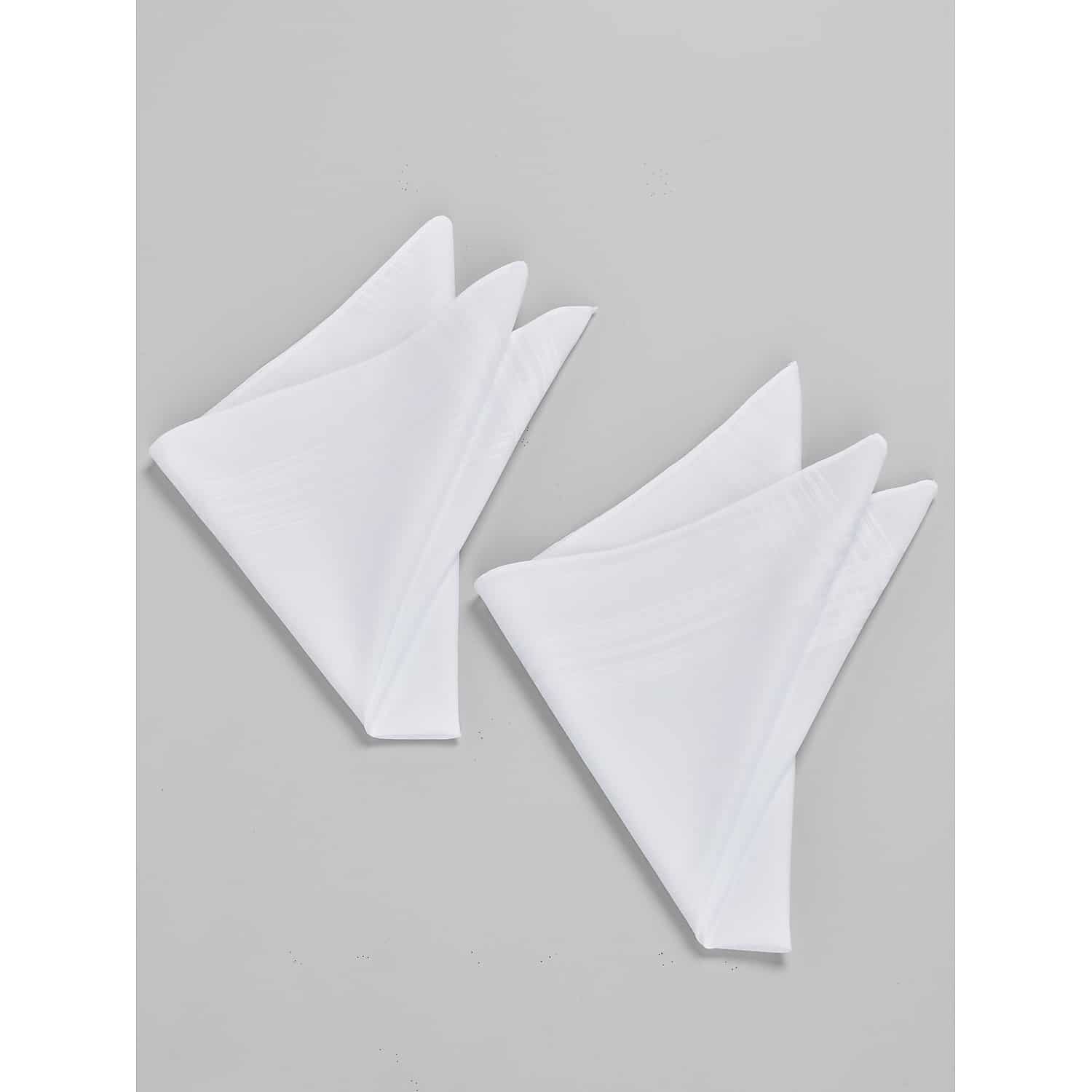 Pronto Uomo 100% Cotton Handkerchiefs 2-Pack in White – Classic Solid One Size Men’s Pocket Squares for Suits and Dress Shirts