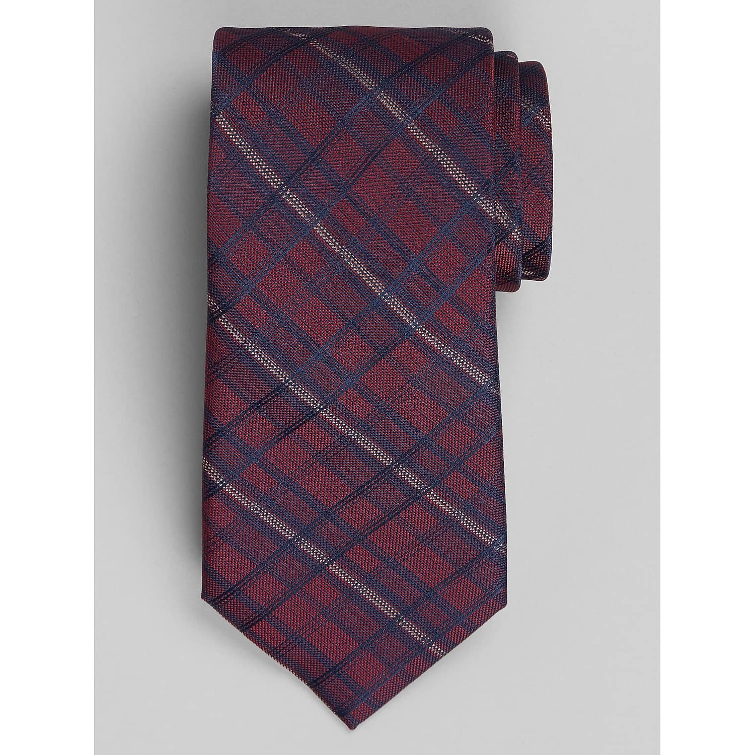 Calvin Klein Burgundy Plaid Silk-Blend Men’s Tie in Dark Red – Classic One-Size Necktie for Suits and Dress Shirts