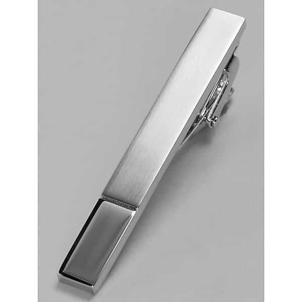 Pronto Uomo Men's Brushed Shiny Tie Bar Silver - Size: One Size - Only Available at Men's Wearhouse TMW8BRA80025