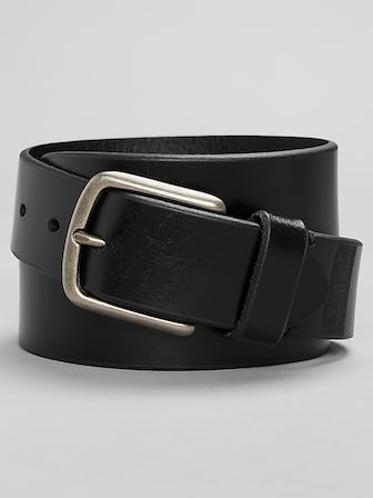 Feather Edged Laser Detail Leather Belt