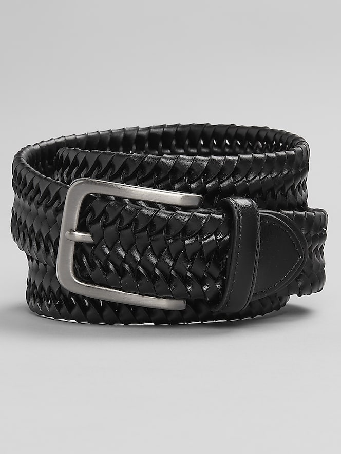 Joseph Abboud Stretch Leather Braided Belt