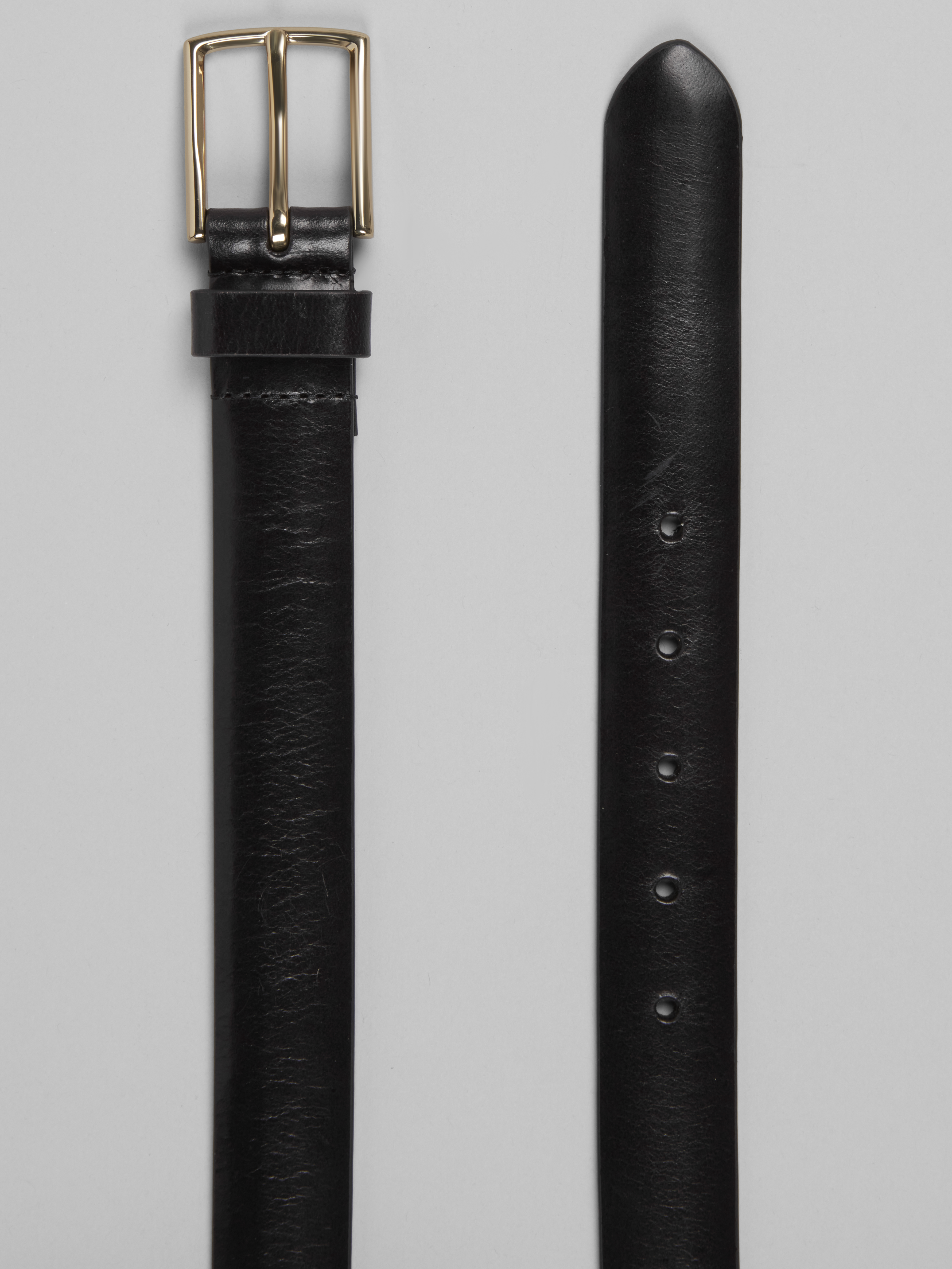 Domed Burnished Slim Leather Belt