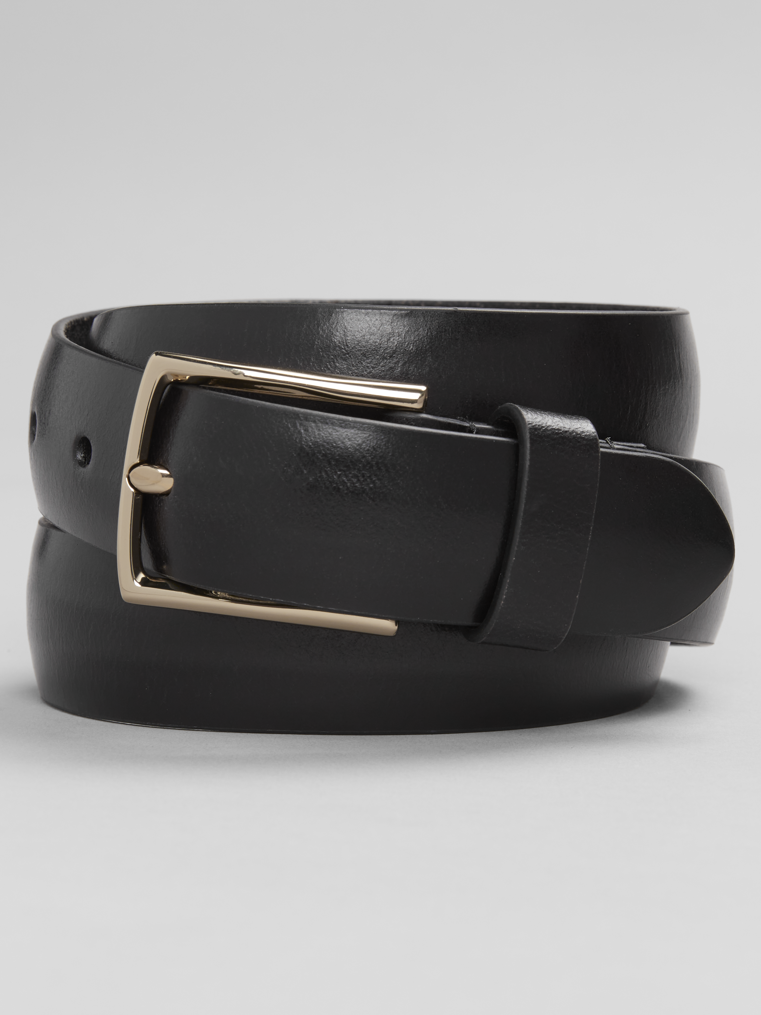 Joseph Abboud Domed Burnished Slim Leather Belt In Black