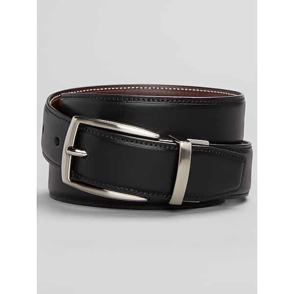 Joseph Abboud Men's Feather Edge Reversible Leather Belt Black/Tan - Size: 38 Waist