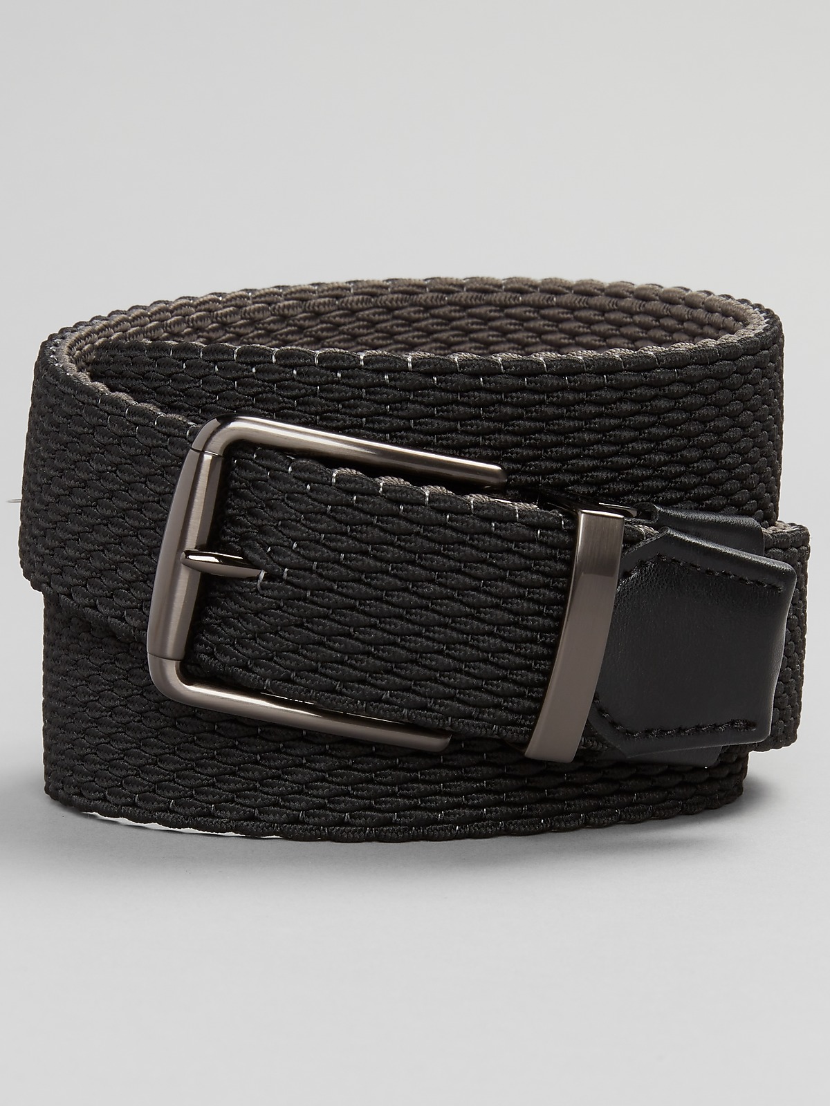 Joseph Abboud Reversible Stretch Elastic Web Belt, Black  display picture 2