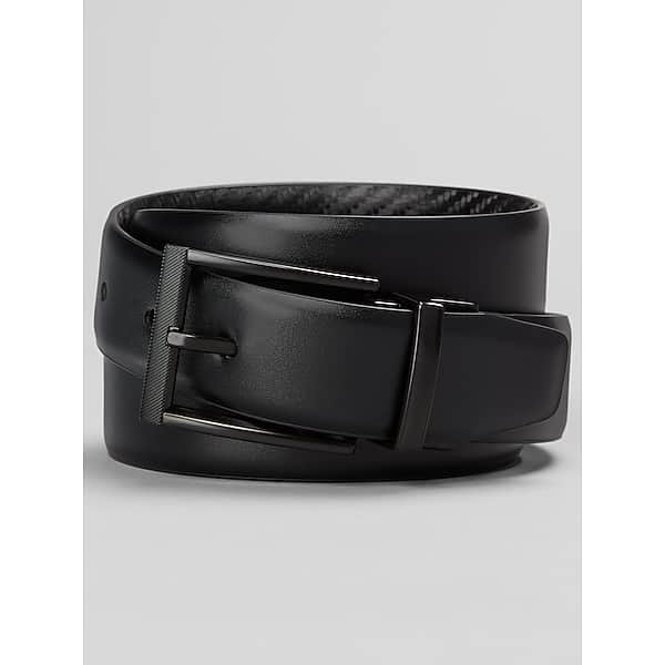 Awearness Kenneth Cole Men's Feather Edge Reverible Textured Buckle Belt Black - Size: XL