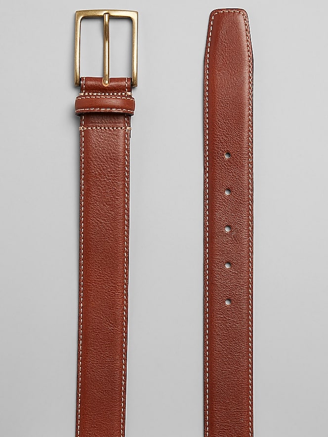 Joseph Abboud Feather Edge Antique Brass Buckle Belt