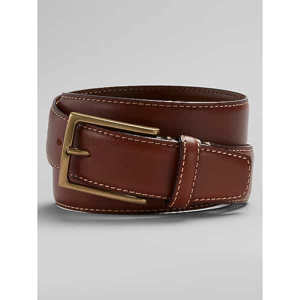 Joseph Abboud Men's Feather Edge Antique Brass Buckle Belt Brown - Size: 38 Waist