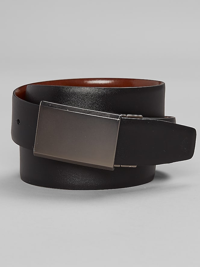 Joseph Abboud Marbleized Brushed Nickel Plaque Belt