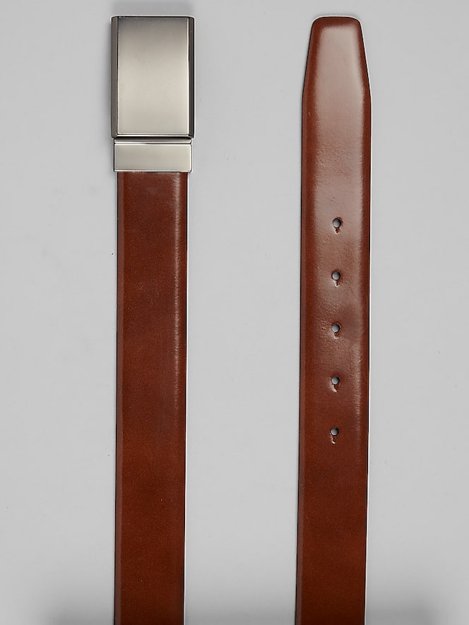 Joseph Abboud Marbleized Brushed Nickel Plaque Belt