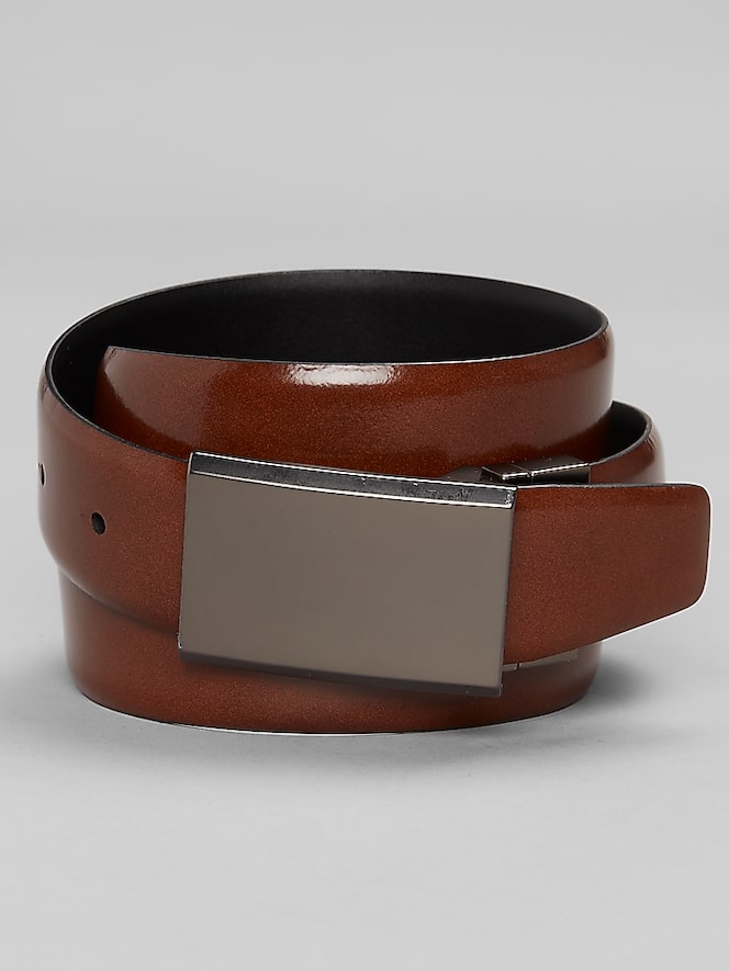 Joseph Abboud Marbleized Brushed Nickel Plaque Belt