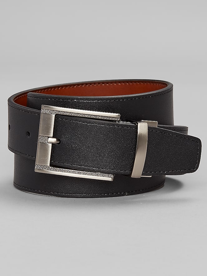Joseph Abboud Stitched Cut Edge Brushed Buckle Belt