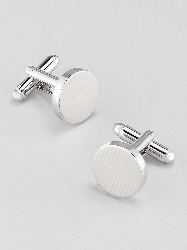 Men's Quarter Lines Round Cufflink and Stud Set