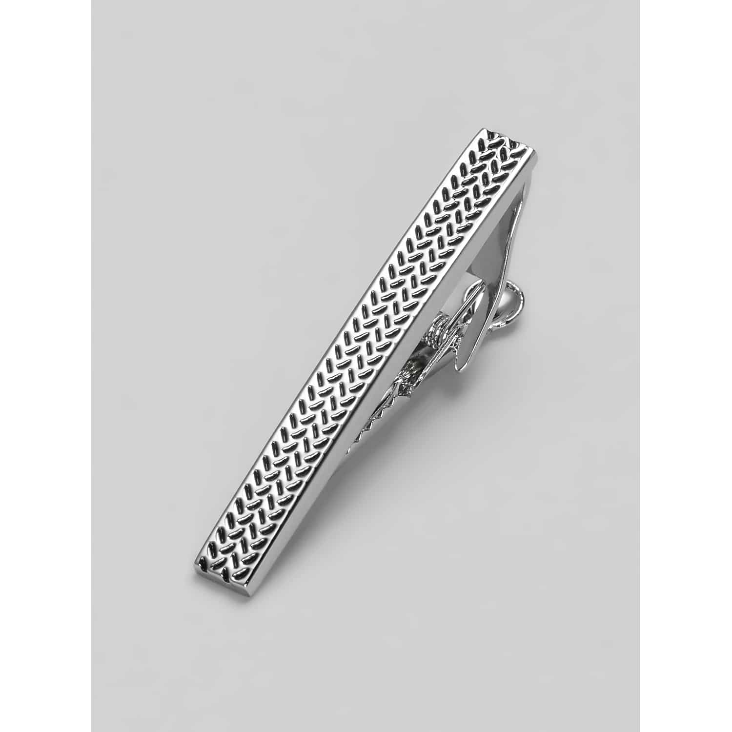 Pronto Uomo Chevron Tie Bar in Silver Metallic – Men’s One Size Metal Tie Clip for Suits, Tuxedos and Dress Shirts