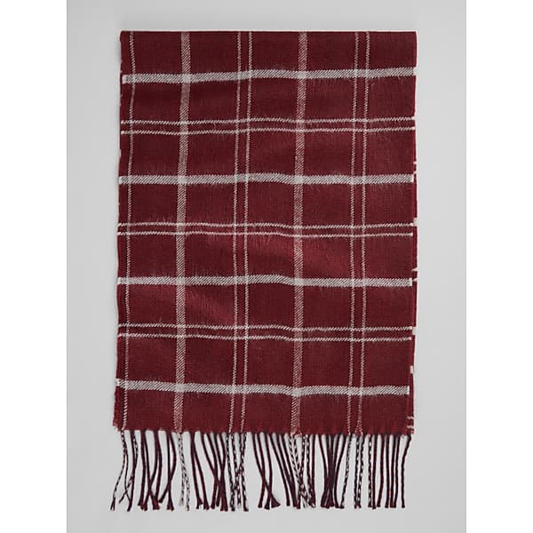 Joseph Abboud Men's Glen Plaid Scarf Burgundy - Size: One Size