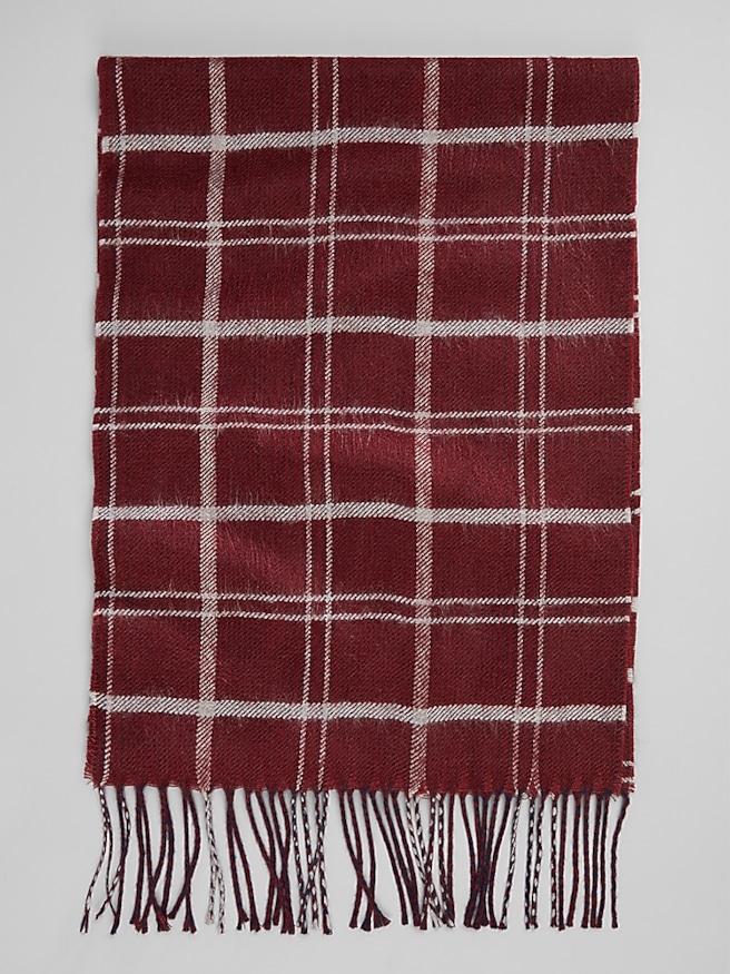 Joseph Abboud Glen Plaid Scarf Burgundy