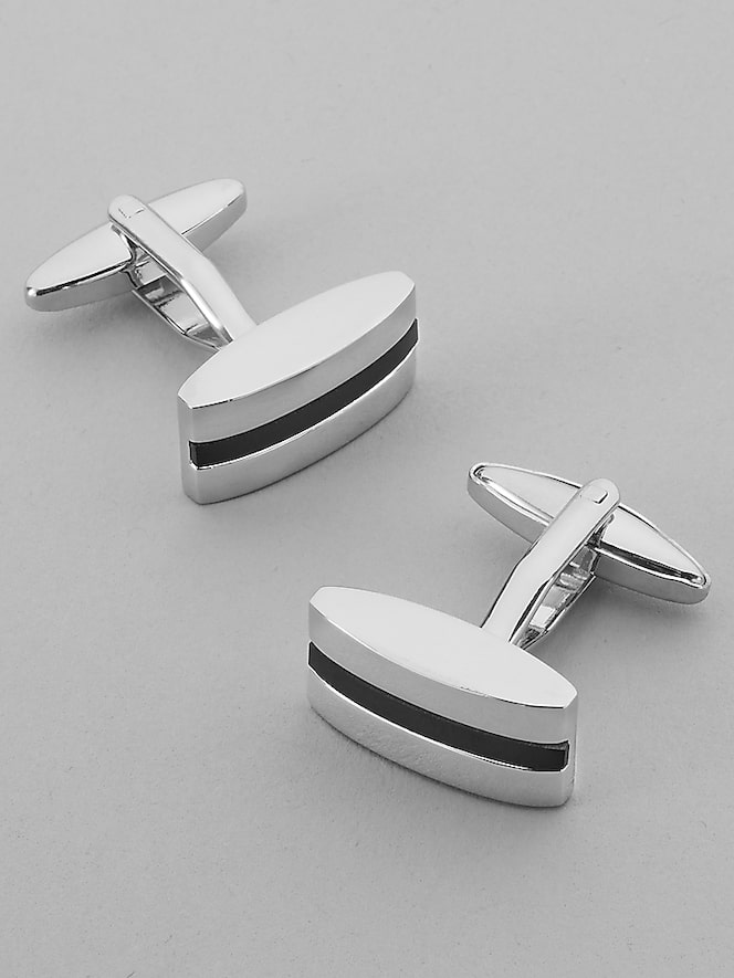 Pronto Uomo Rectangular Stripe Cufflinks
