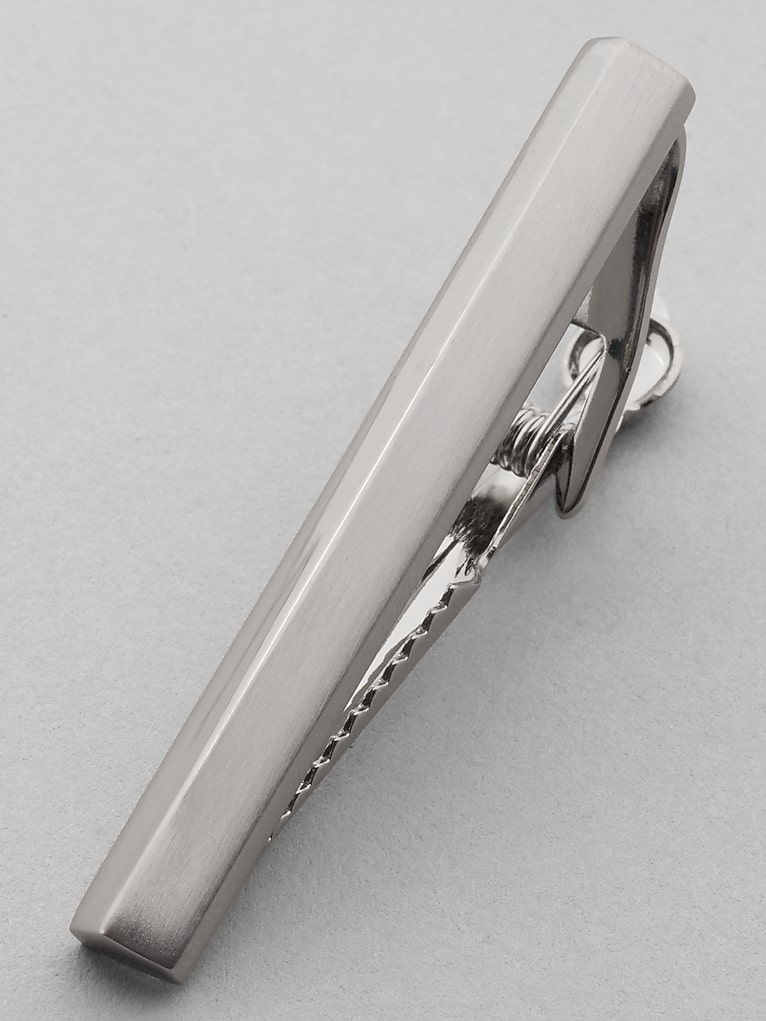 Pronto Uomo Silver Brushed Tie Bar