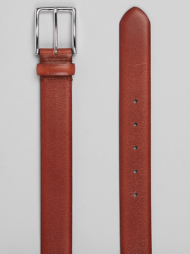 Joseph Abboud Embossed Feather Edge Leather Belt
