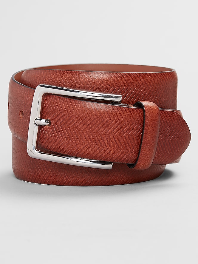Joseph Abboud Embossed Feather Edge Leather Belt