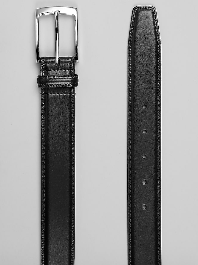 Joseph Abboud Double Stitched Hair Cell Grain Leather Belt