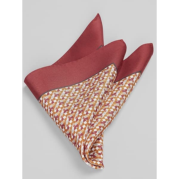 Joseph Abboud Men’s Modern Geo Pocket Square Rust – Size: One Size