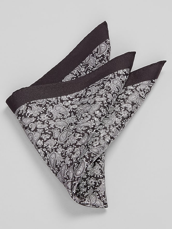 Joseph Abboud Mini Paisley Pine Silk Pocket Square