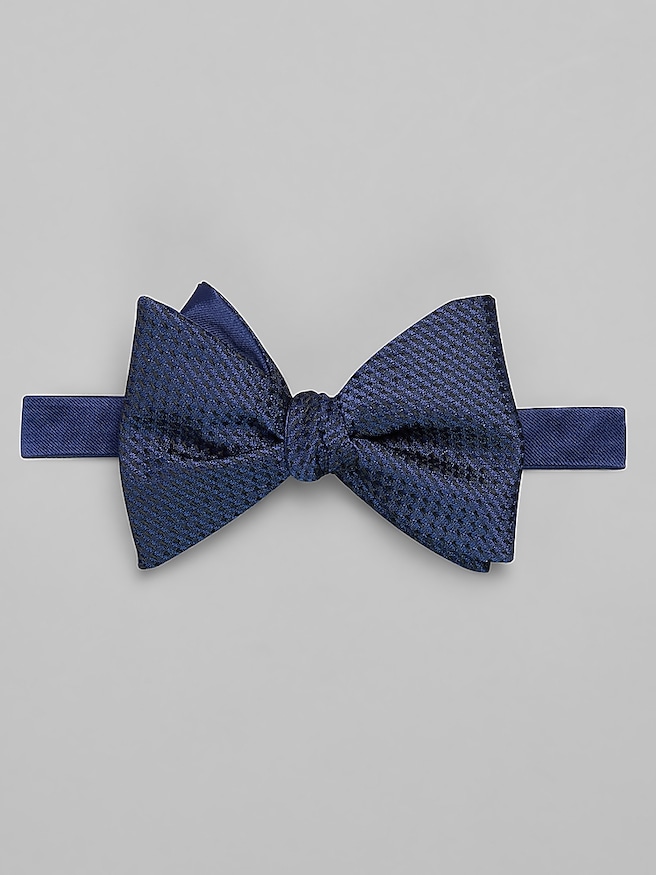 Calvin Klein Basketweave Double Fabric Pre-Tied Bow Tie Blue