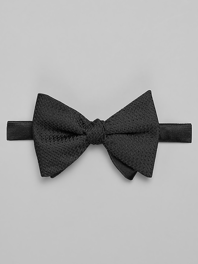 Calvin Klein Basketweave Double Fabric Pre-Tied Bow Tie Black