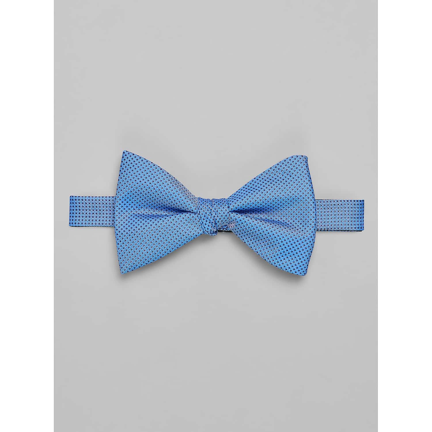Calvin Klein Men’s Pre-Tied Bow Tie in Blue Check – Adjustable One Size Neck Strap for Dress Shirts and Suits