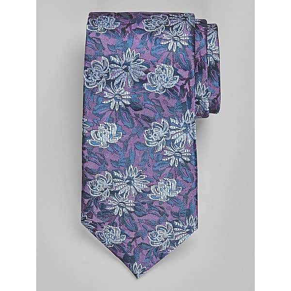 Joseph Abboud Men's Scribbled Floral Tie Purple - Size: One Size