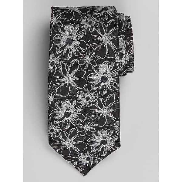 Joseph Abboud Men's Floral Silhouette Tie Black - Size: One Size