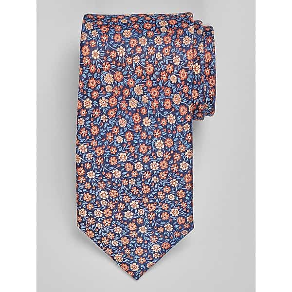 Joseph Abboud Big & Tall Men's Ditsy Floral Tie Orange - Size: XLONG