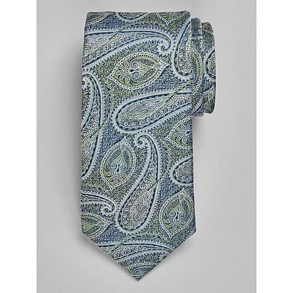 Joseph Abboud Big & Tall Mens Paisley Silk Tie Green - Size: XLONG