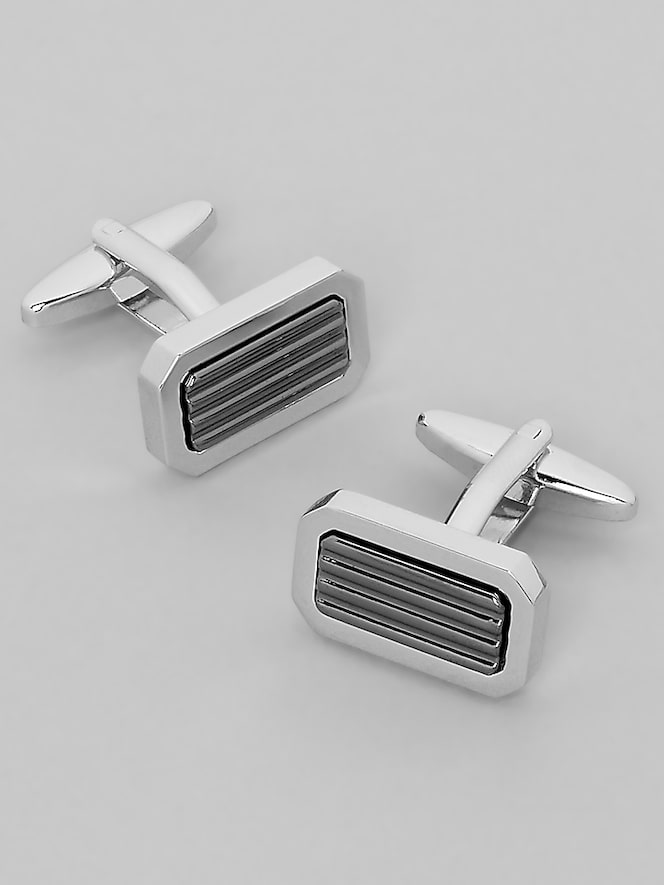 Pronto Uomo Dimensional Rectangle 2-Tone Cufflinks